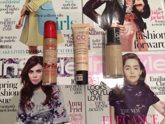 Bourjois Healthy Mix Serum in Beige Fonce, Bourjois 123 Perfect CC Cream in Rose Beige, Revlon Colourstay in Buff